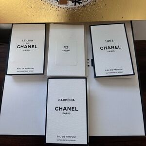 Chanel Les Exclusifs Gardenia, 1957, Le Lion and No5 samples